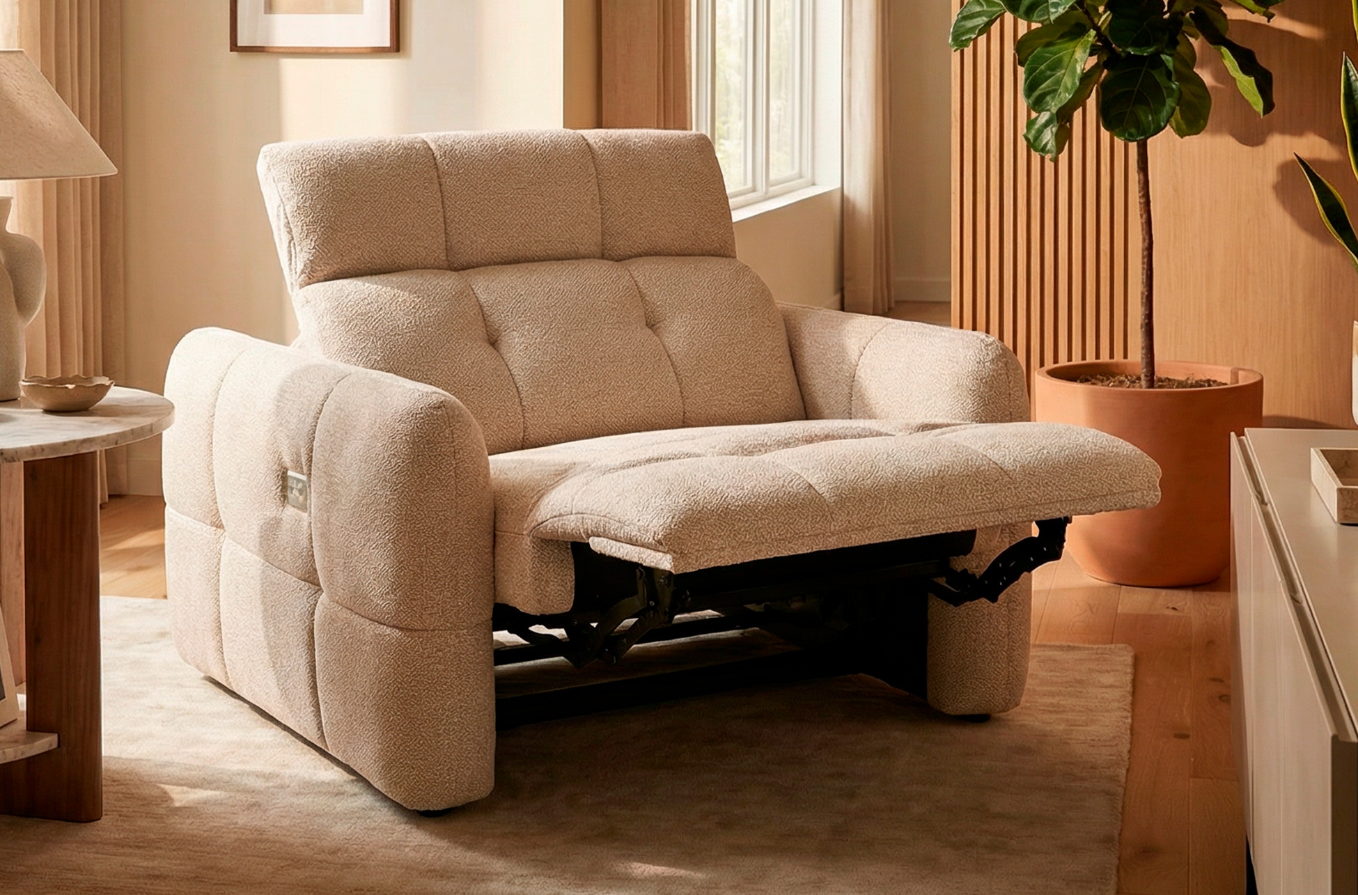 SILLON RELAX ELECTRICO GUSTAF TEJIDO LEO BEIGE.
