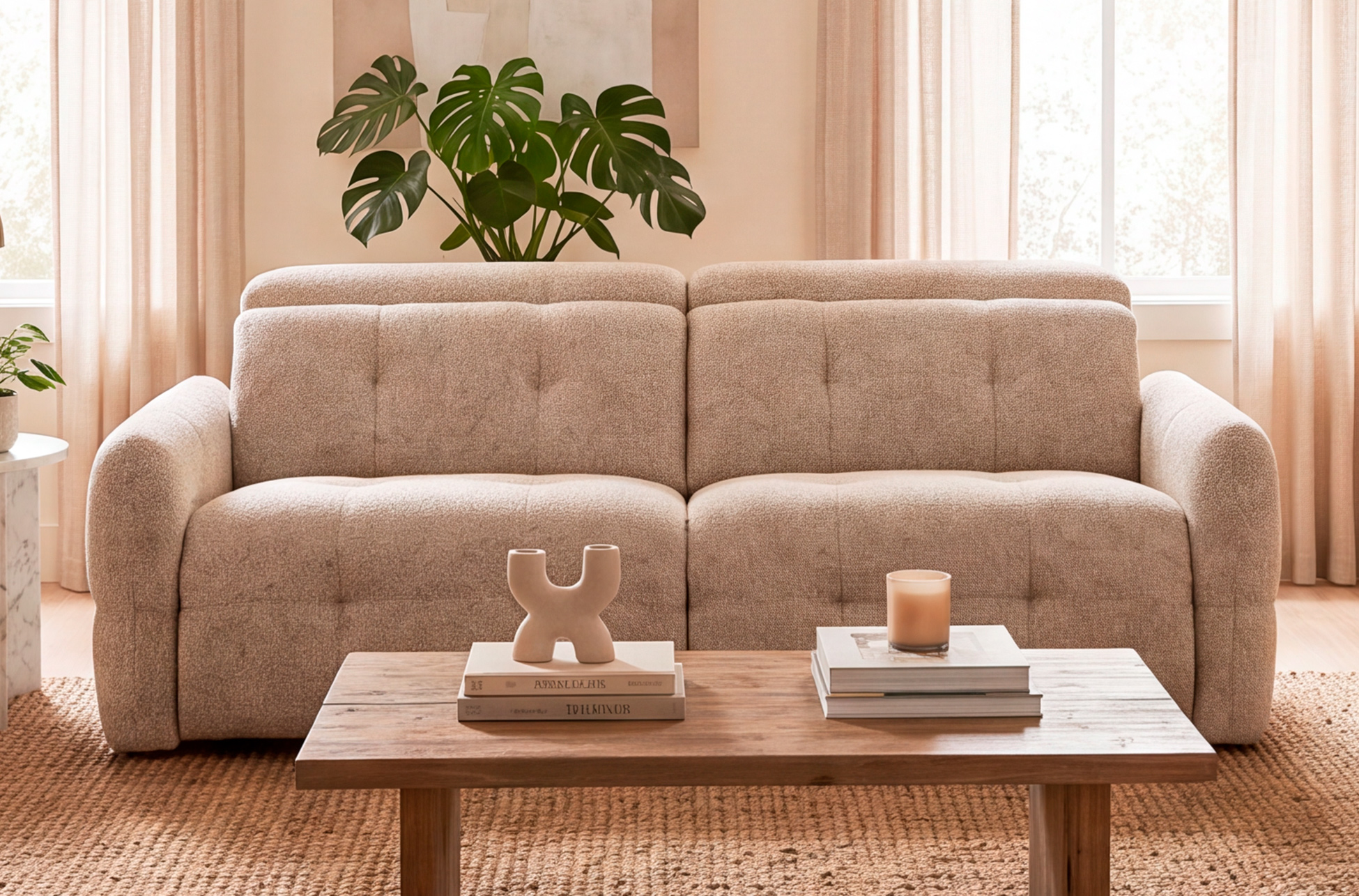 SOFA 3 PLAZAS 2 RELAX GUSTAF TEJIDO BEIGE