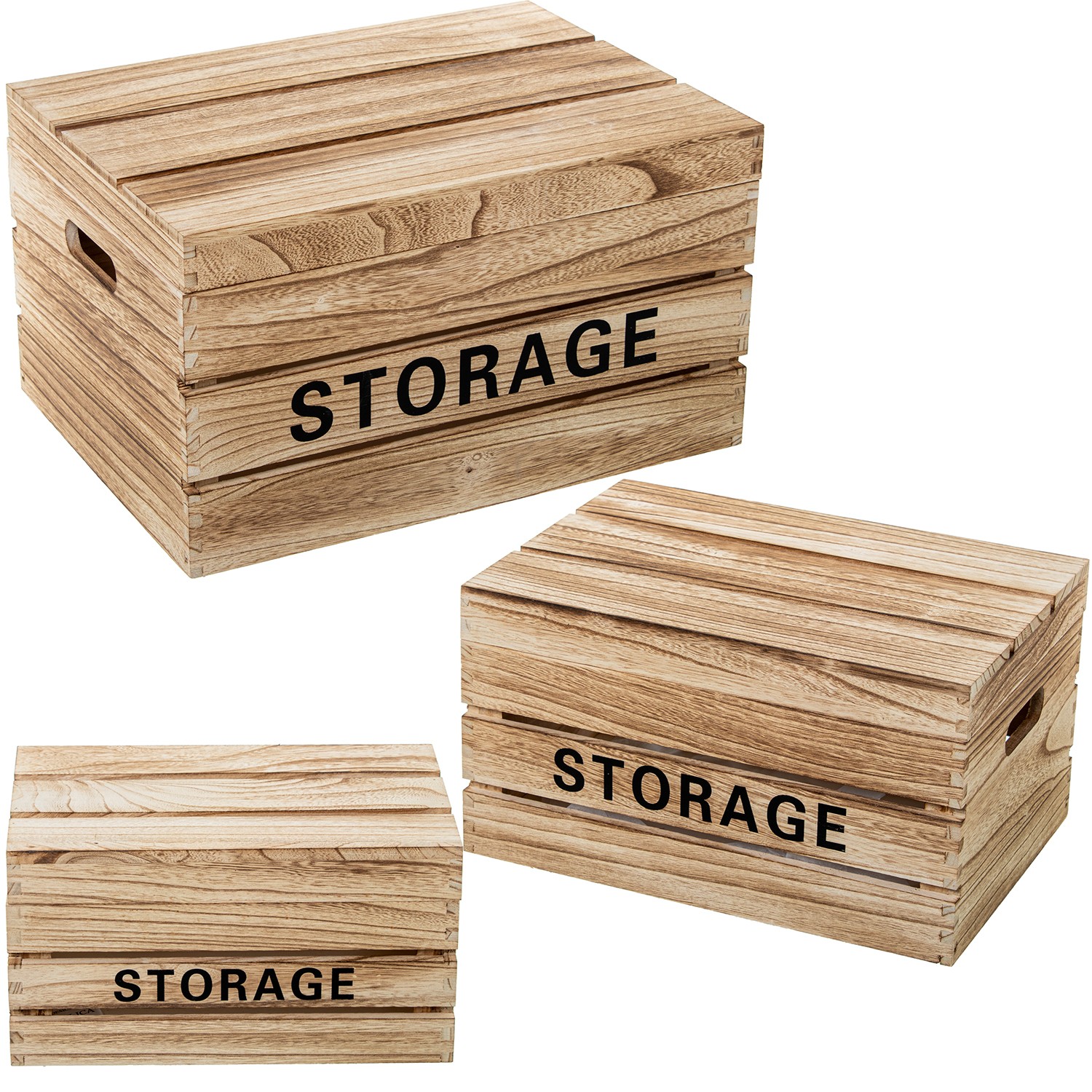 SET 3 CAJAS ALMACENAMIENTO MADERA PAULOWNIA BLANCA