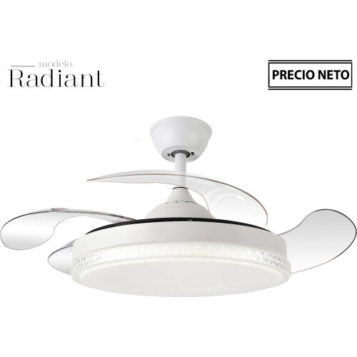 VENTILADOR TECHO C/LUZ RADIANTOD MADERA 4 ASPAS RETRÁCTILES