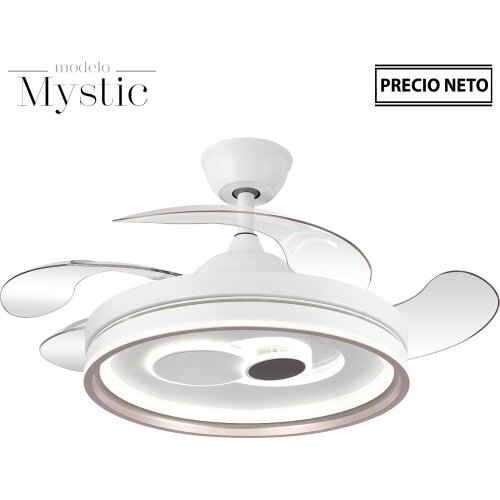 VENTILADOR TECHO C/LUZ MYSTICAL BLANCO 4 ASPAS RETRÁCTILES