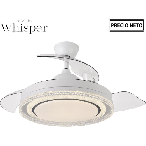 VENTILADOR TECHO C/LUZ WHISPERNEGRO 3 ASPAS RETRÁCTILES