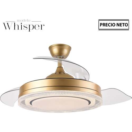 VENTILADOR TECHO C/LUZ WHISPER GRIS 3 ASPAS RETRÁCTILES