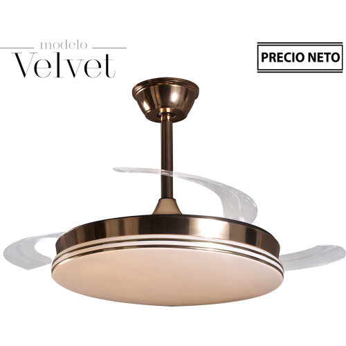 VENTILADOR TECHO C/LUZ VELVETCROMADO 3 ASPAS RETRÁCTILES