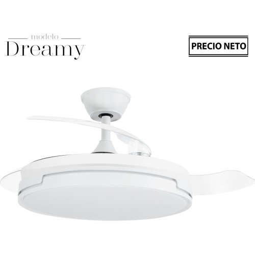 VENTILADOR TECHO C/LUZ DREAMYMADERA 3 ASPAS RETRÁCTILES