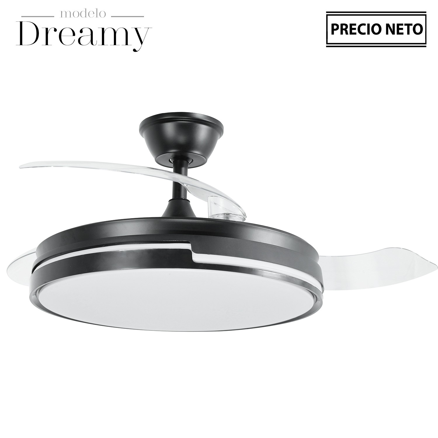 VENTILADOR TECHO C/LUZ DREAMYBLANCO 3 ASPAS RETRÁCTILES