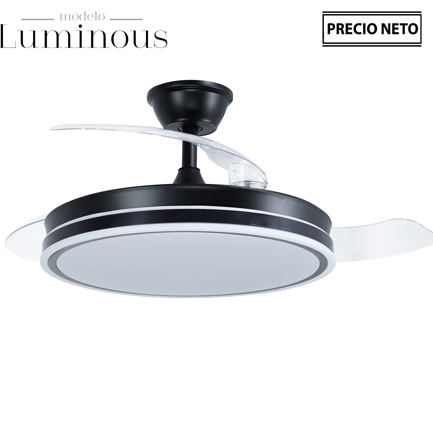 VENTILADOR TECHO C/LUZ LUMINOUDORADO 3 ASPAS RETRÁCTILES