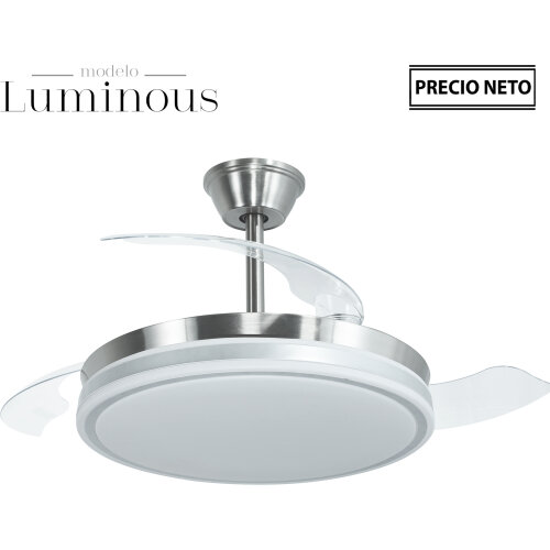 VENTILADOR TECHO C/LUZ LUMINOUS BLANCO 3 ASPAS RETRÁCTILES