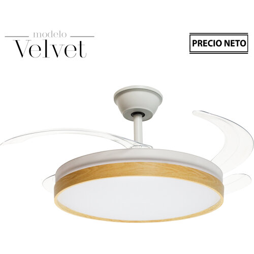 VENTILADOR TECHO C/LUZ VELVETL NEGRO 3 ASPAS RETRÁCTILES