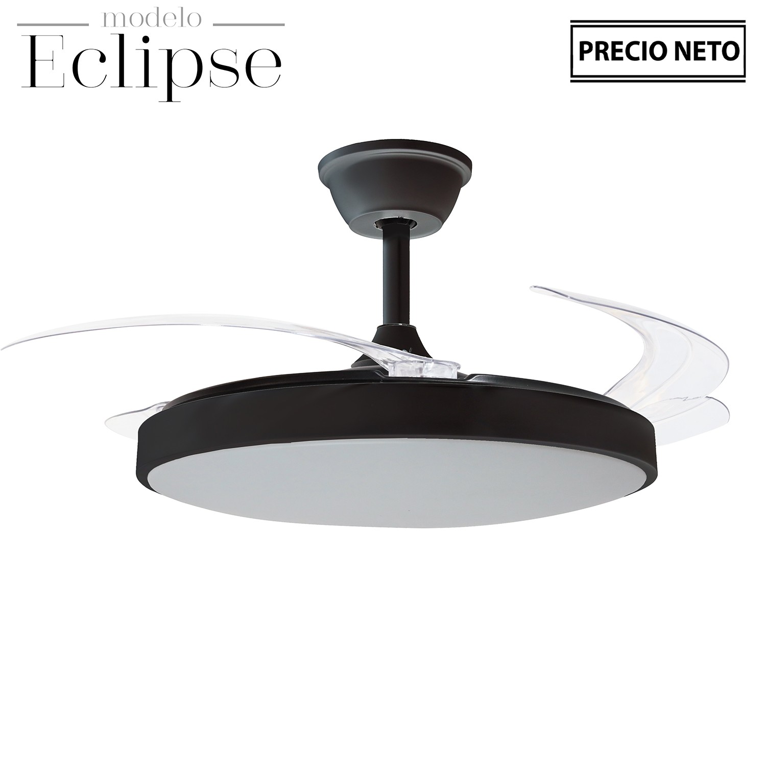 VENTILADOR TECHO C/LUZ ECLIPSE BLANCO 3 ASPAS RETRÁCTILES