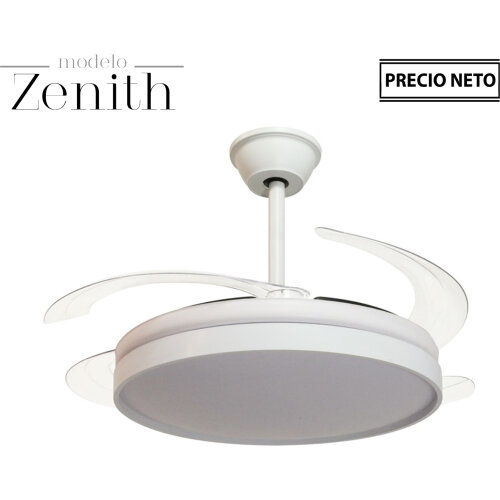 VENTILADOR TECHO C/LUZ ZENITH NEGRO 3 ASPAS RETRÁCTILES