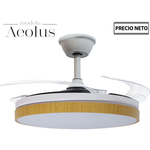VENTILADOR TECHO C/LUZ AEOLUSORO MATE 3 ASPAS RETRÁCTILES