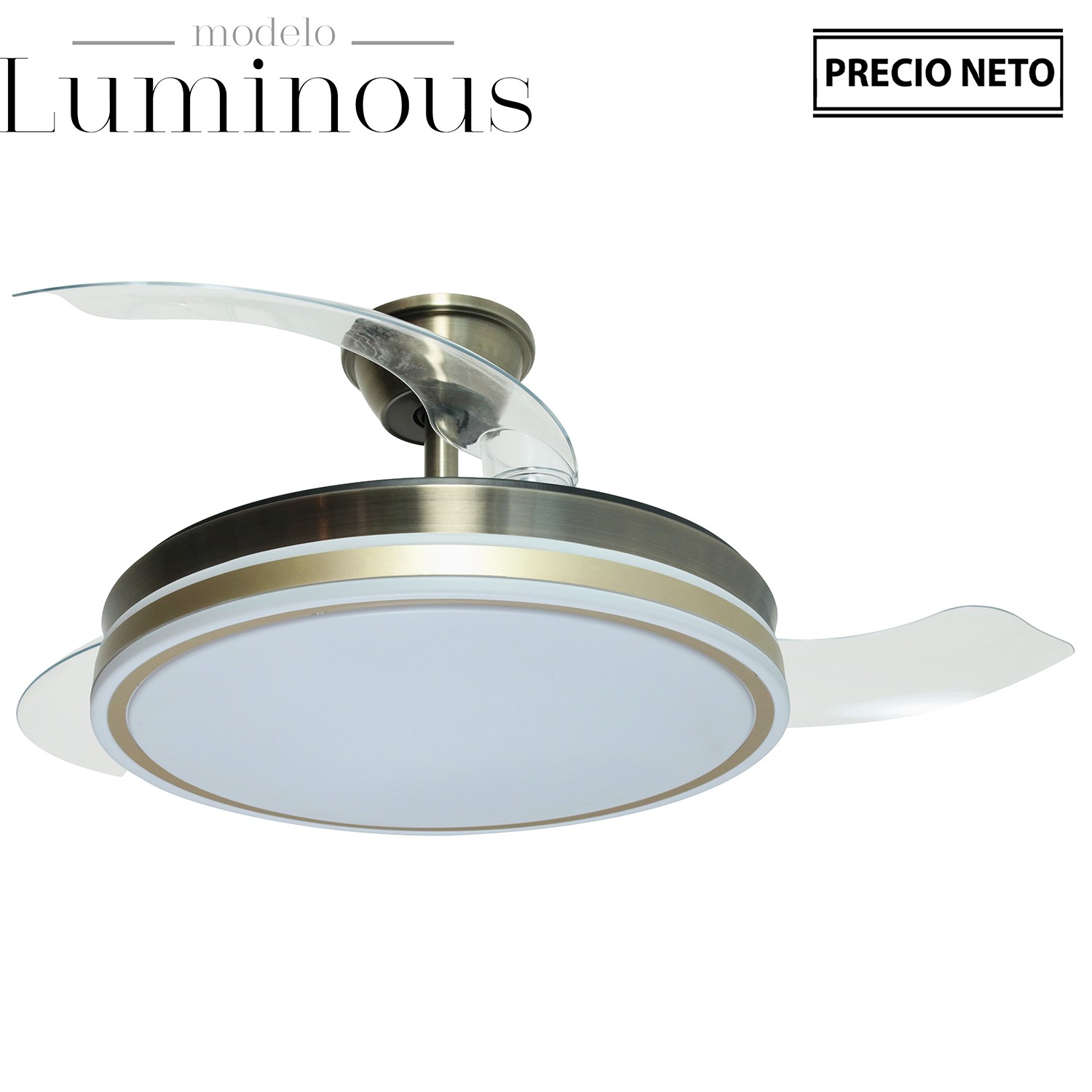 VENTILADOR TECHO C/LUZ LUMINOUCUERO 3 ASPAS RETRÁCTILES