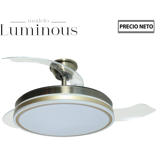 VENTILADOR TECHO C/LUZ LUMINOUCUERO 3 ASPAS RETRÁCTILES
