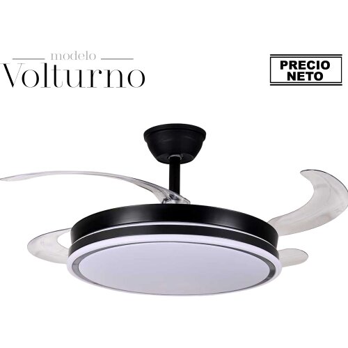 VENTILADOR TECHO C/LUZ VOLTURNO BLANCO 4 ASPAS RETRÁCTILES