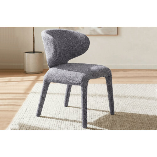 SILLA COMEDOR TAPIZADA TEDDY TEJIDO LEO GRIS.
