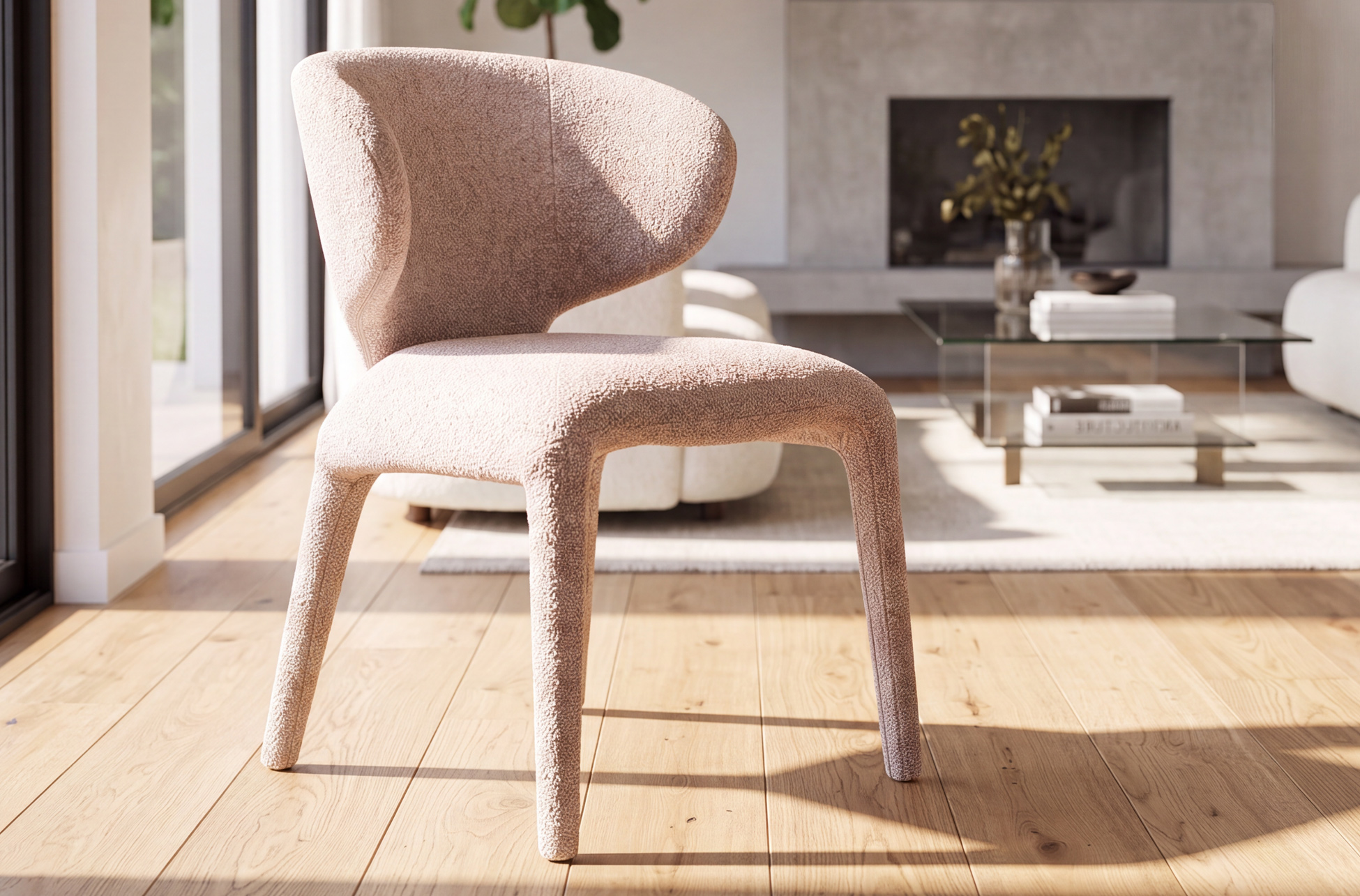 SILLA COMEDOR TAPIZADA TEDDY TEJIDO LEO BEIGE