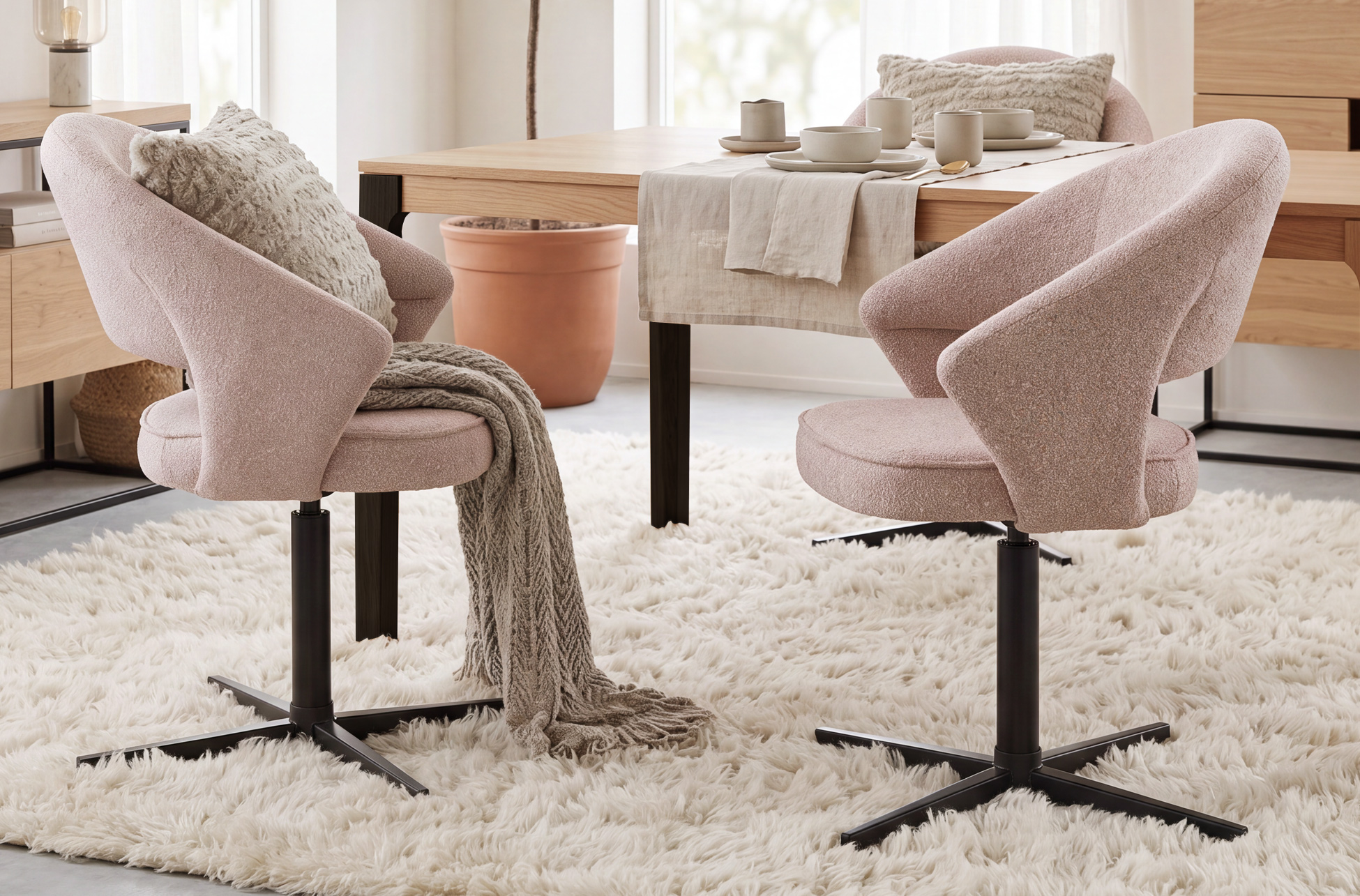 SILLA DE COMEDOR GIRATORIA STUTTGART TEJIDO LEO BEIGE
