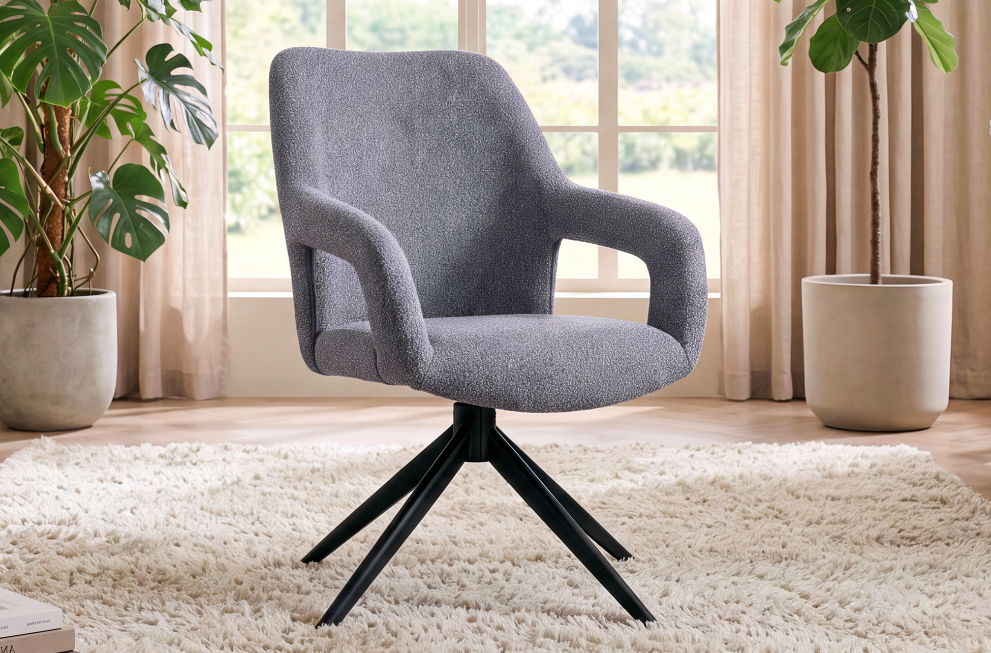SILLA COMEDOR GIRATORIA OPERA TEJIDO LEO GRIS