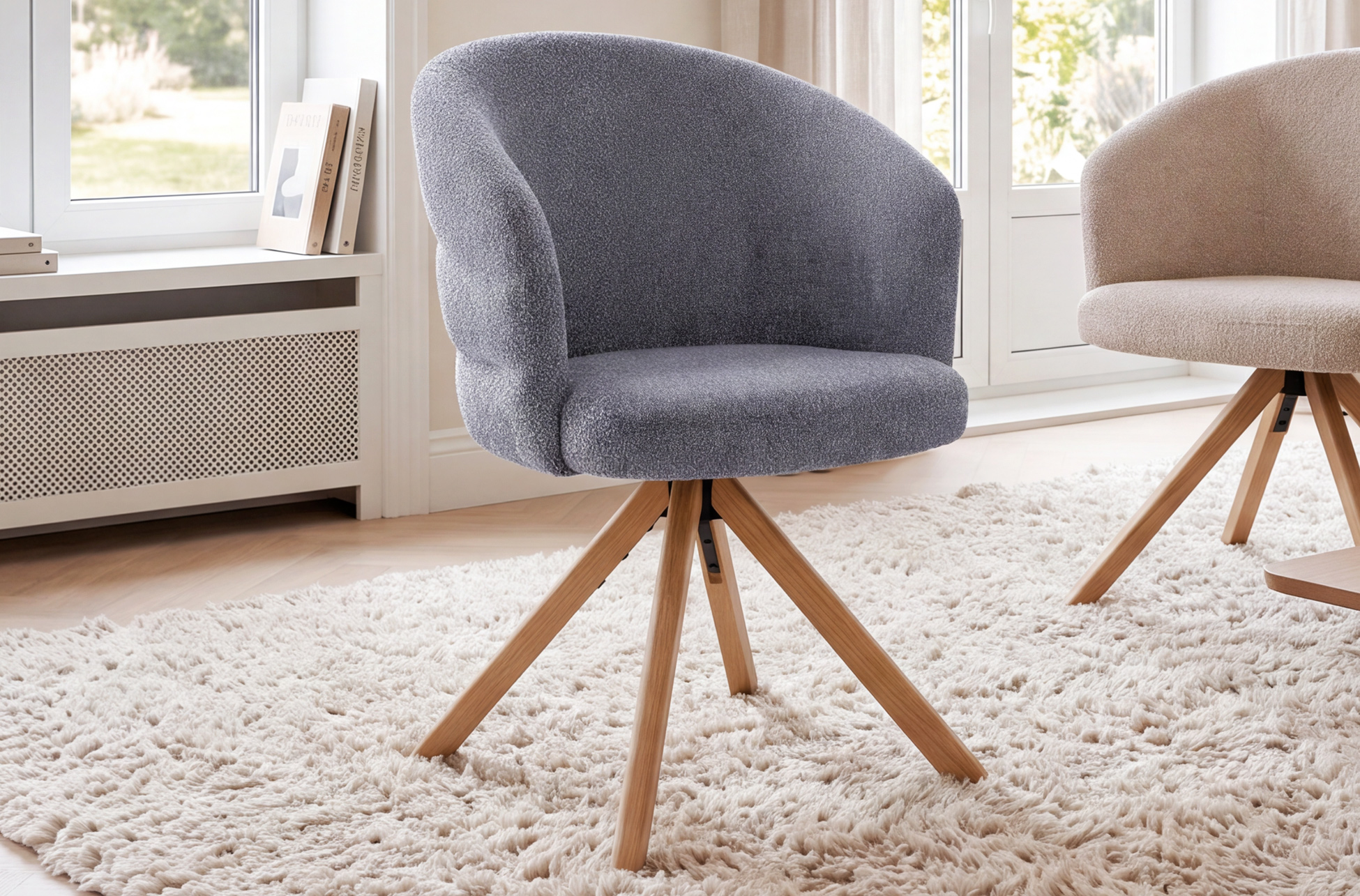 SILLA COMEDOR GIRATORIA MONTREUX TEJIDO LEO GRIS