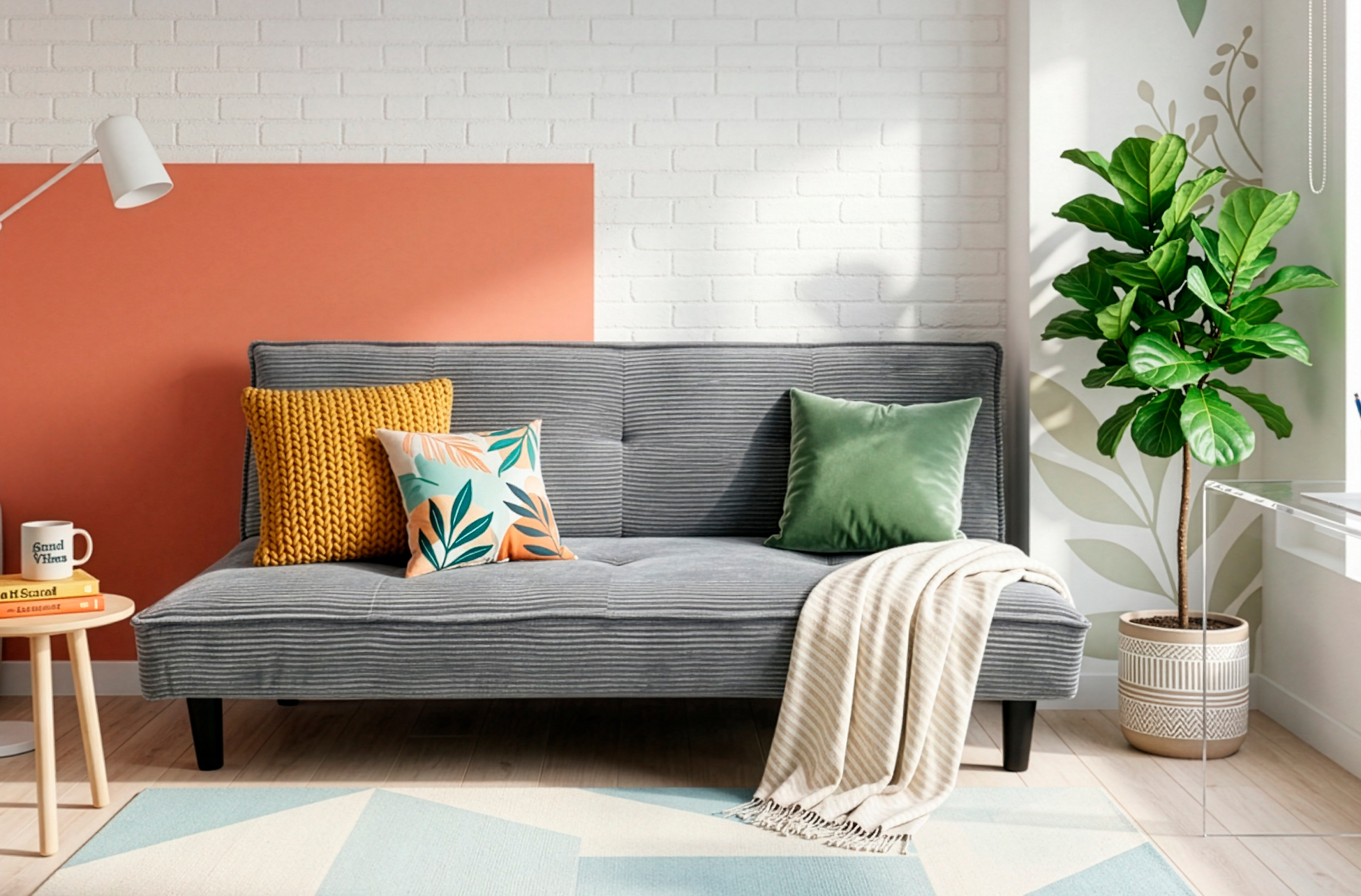 SOFA CAMA FLASH 105 x 180 CM CORDUROY GRIS