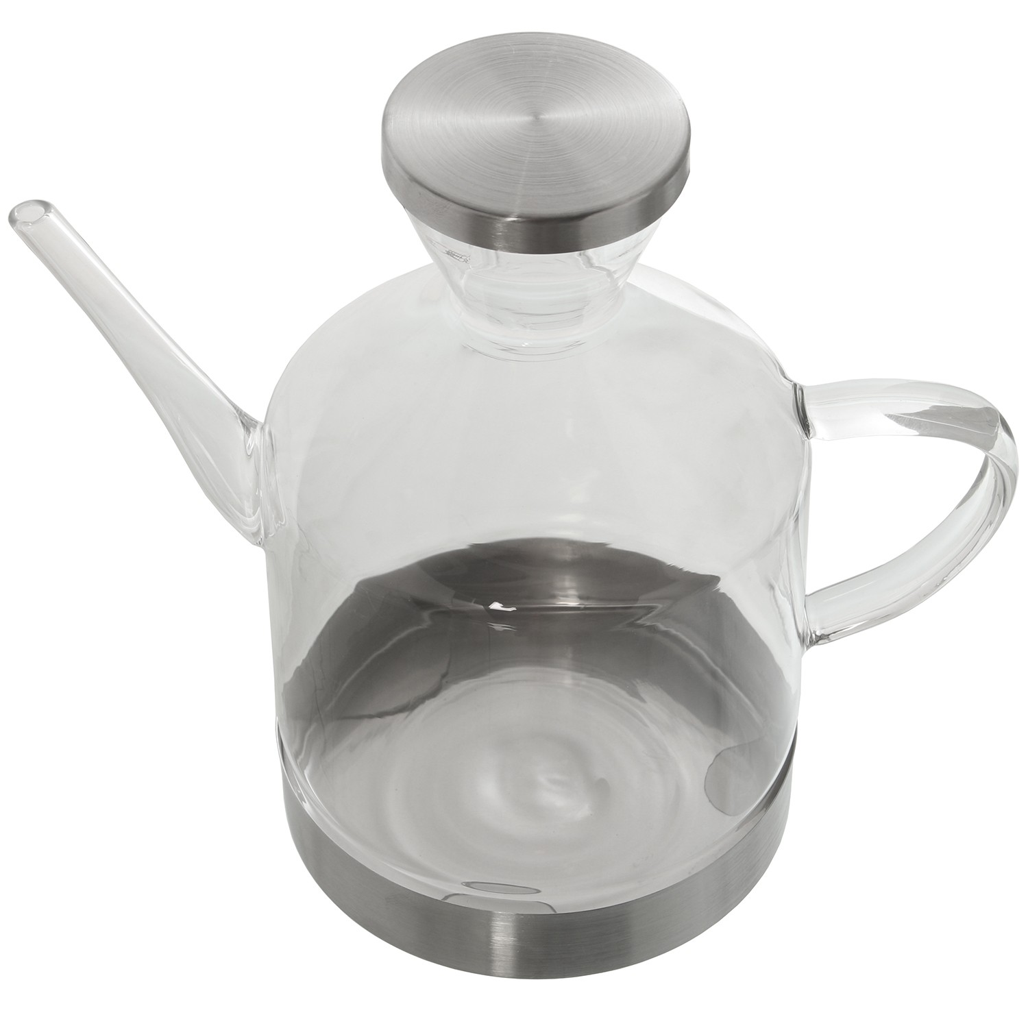 ACEITERA CRISTAL C/ASA BASE YTAPA ACERO 550 ML.