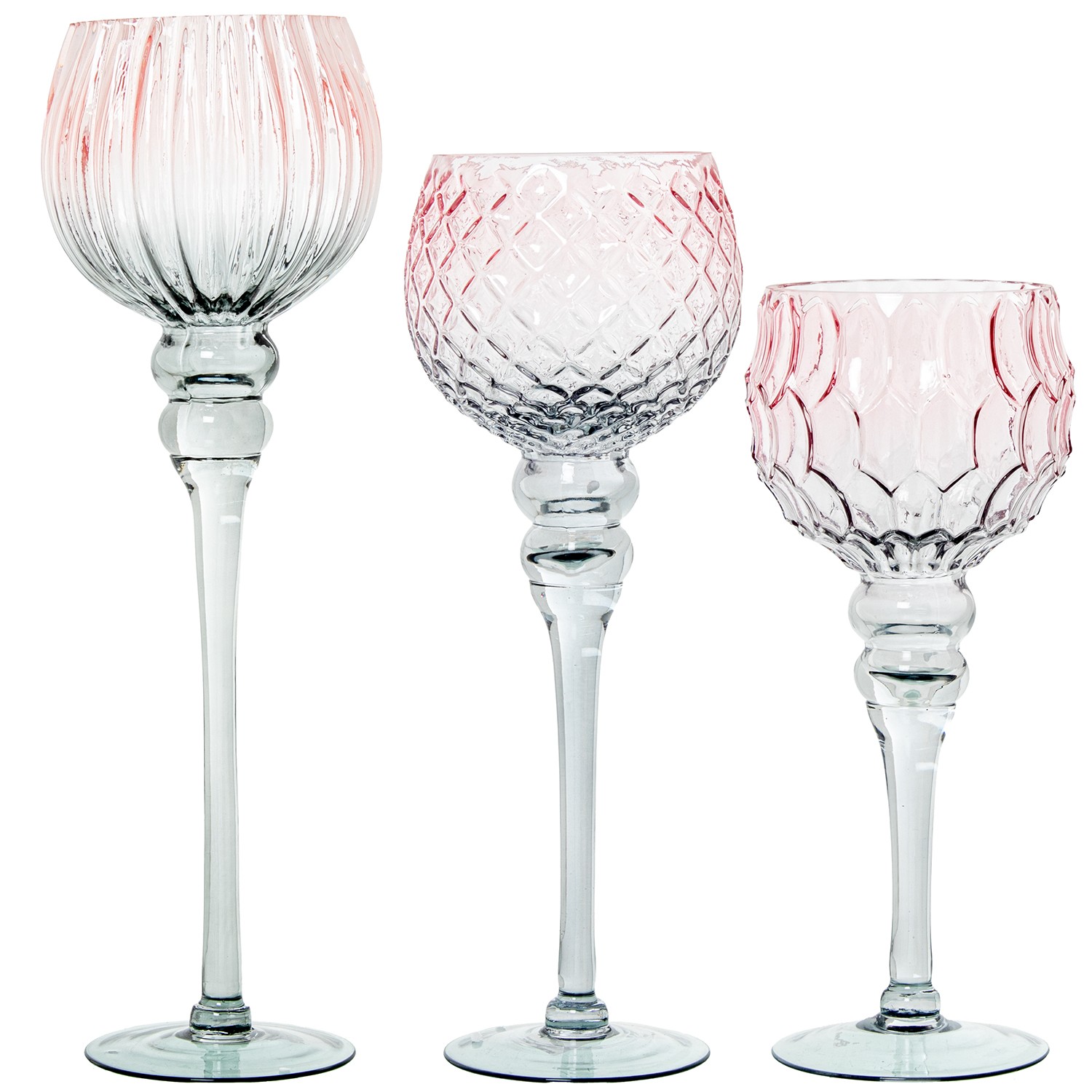 SET 3 COPAS CRISTAL DECORATIVO VERDE Y AZUL
