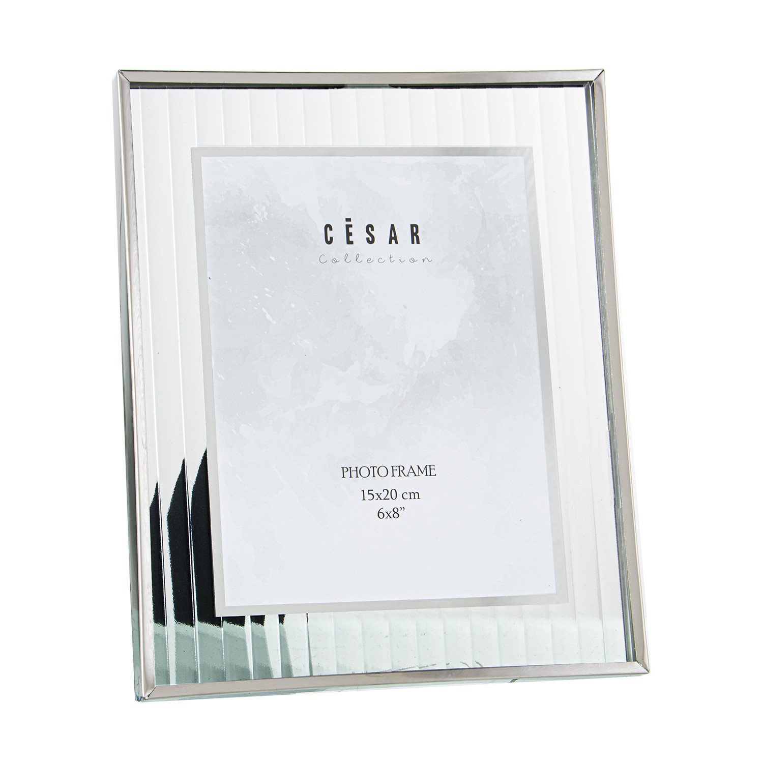 PORTAFOTOS 15X20CM CRISTAL C/BORDE PLATEADO