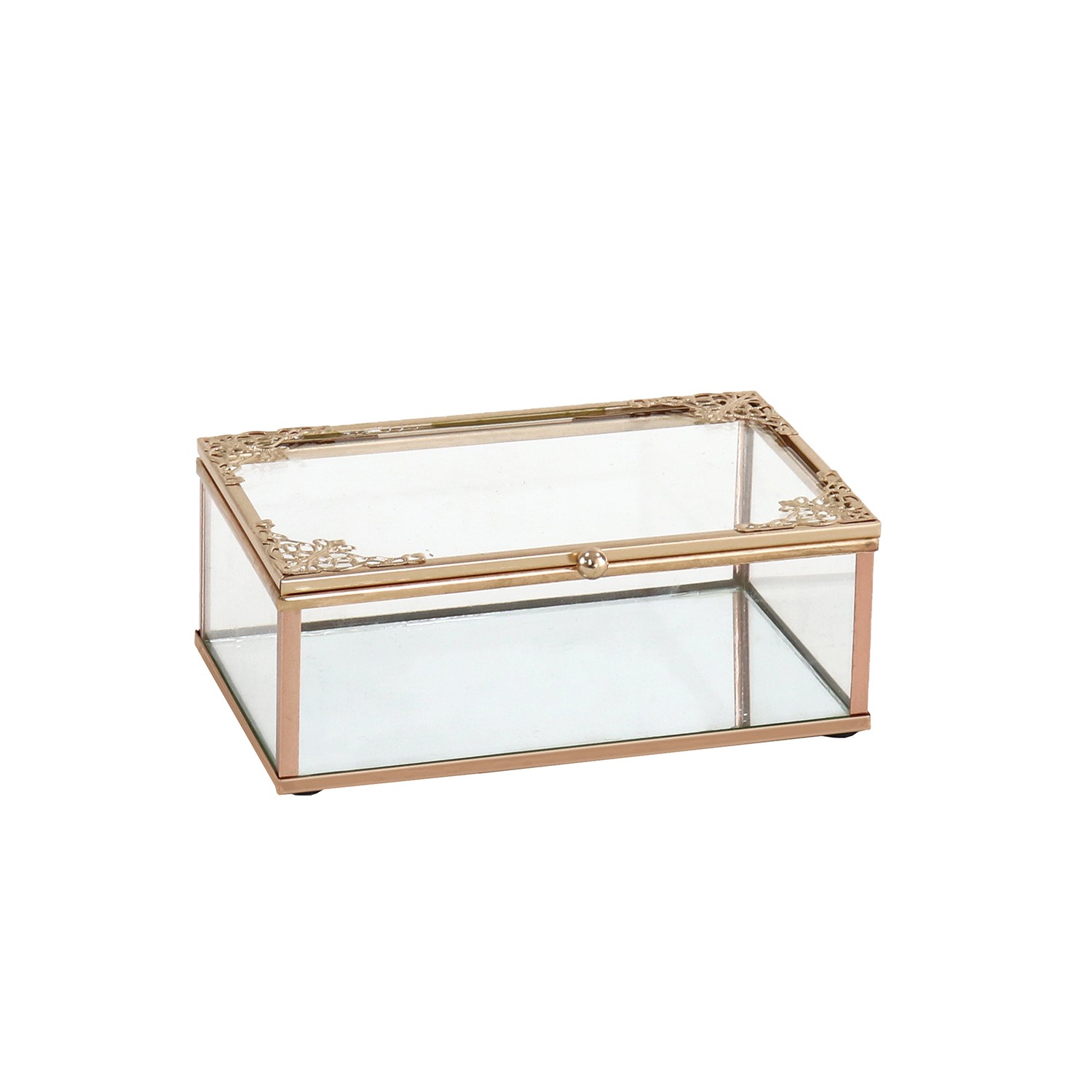 CAJA METAL DORADO/CRISTALO