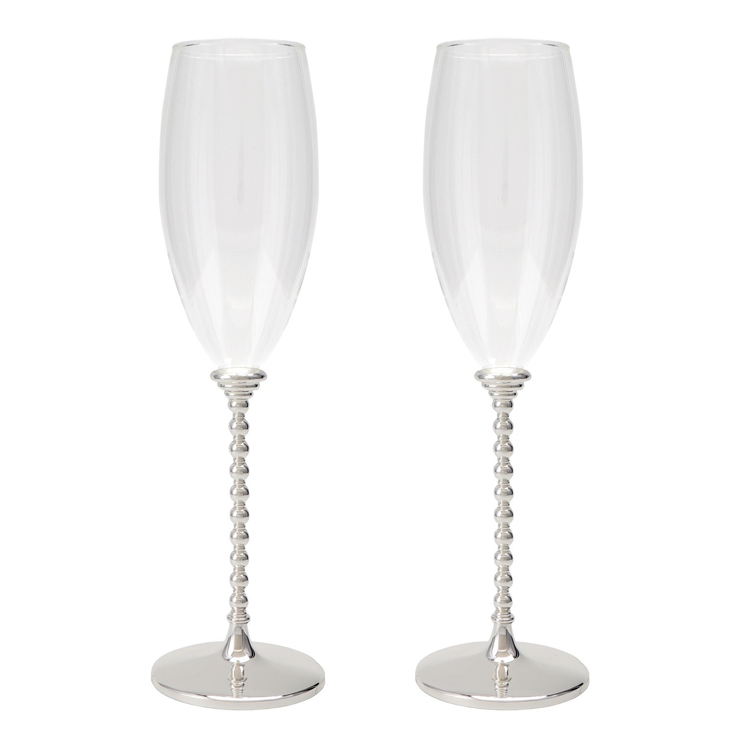 SET 2 COPAS CAVA C/PIE METAL PLATA/ORO Y CRISTALES