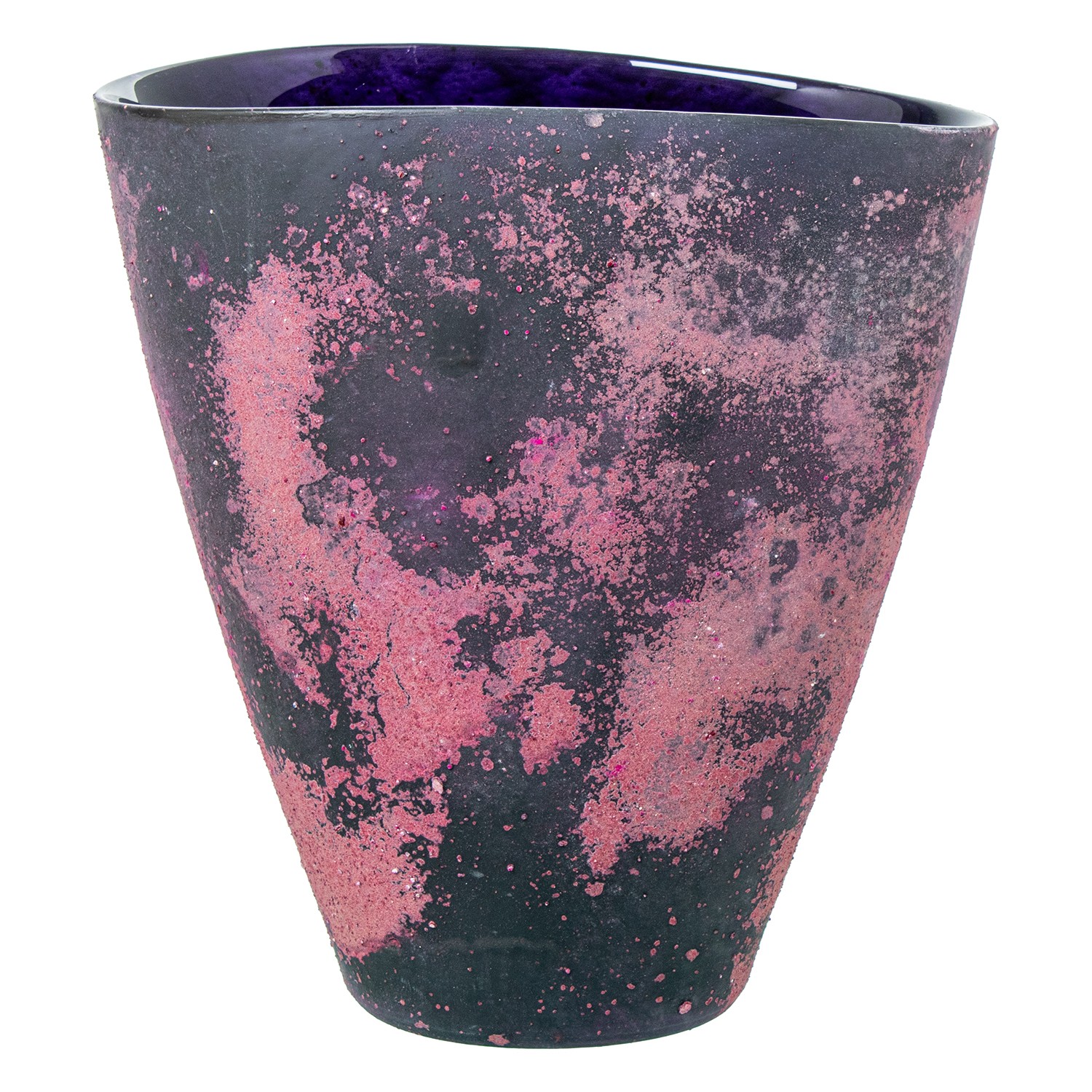 JARRÓN CRISTAL 24CM GRIS/ROSA OPACO