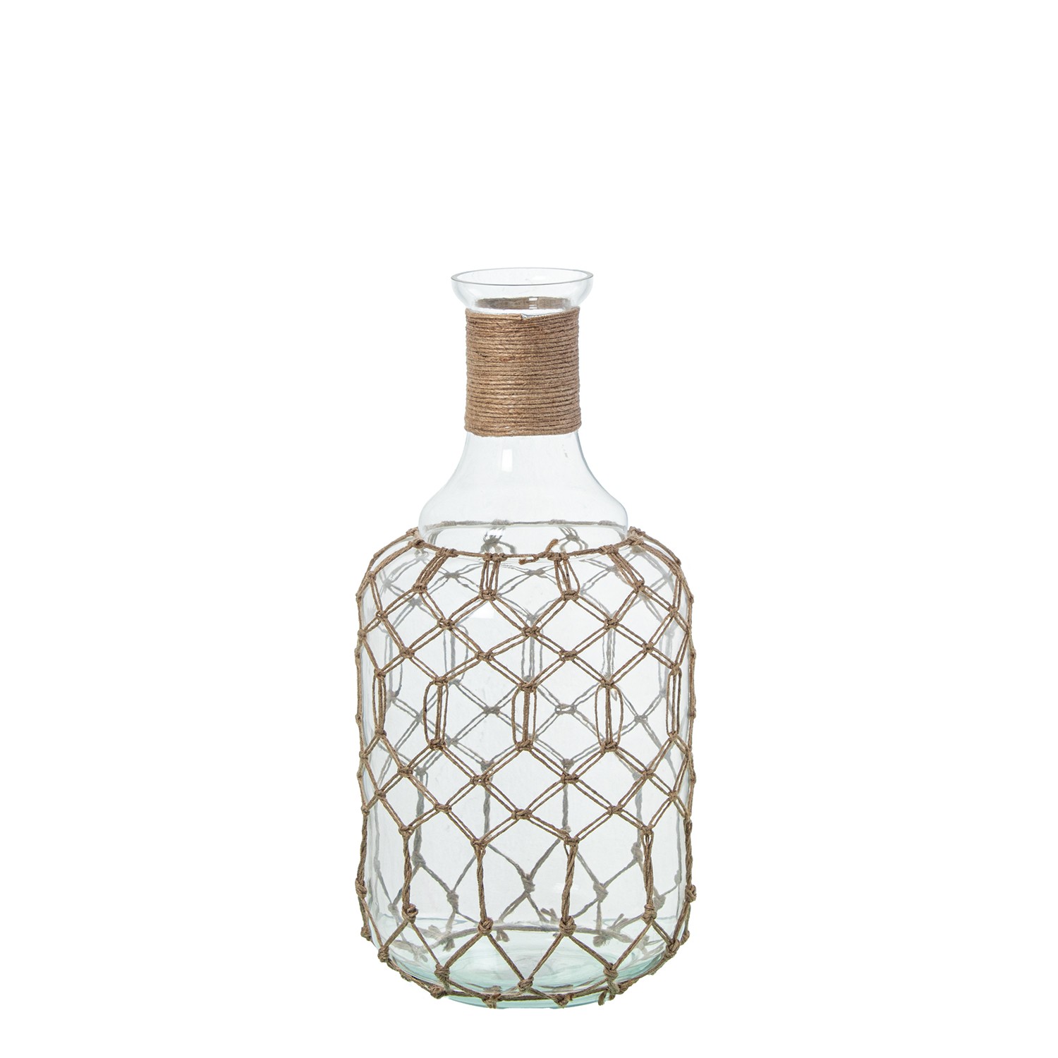 JARRÓN BOTELLA CRISTAL 38CM C/CUERDA