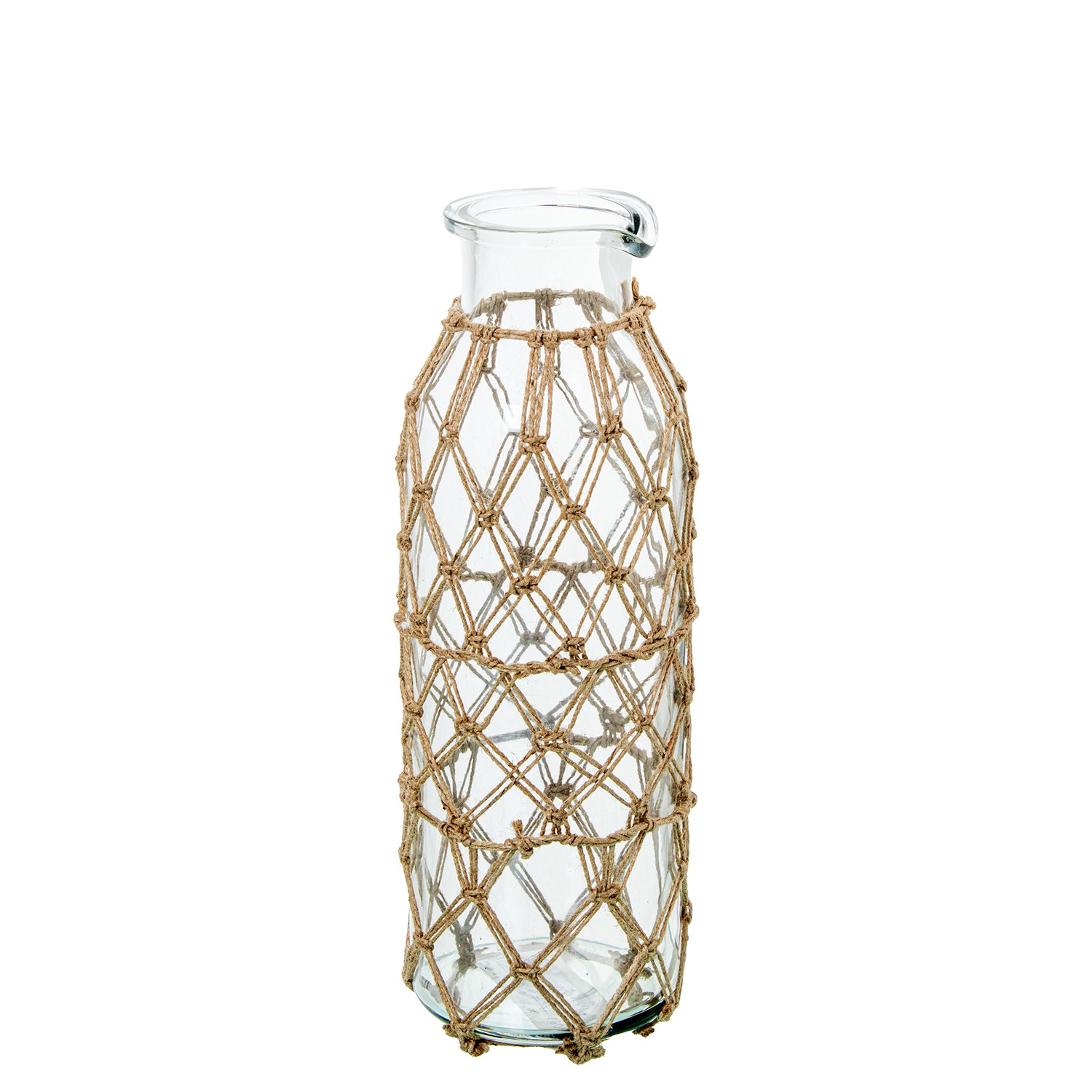 JARRÓN BOTELLA 25CM CRISTAL C/CUERDA