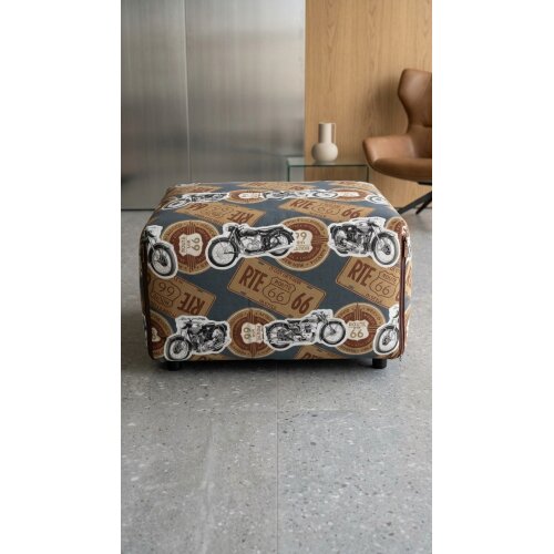 Puff Cama Plegable Estampado Ruta 66 y Motos