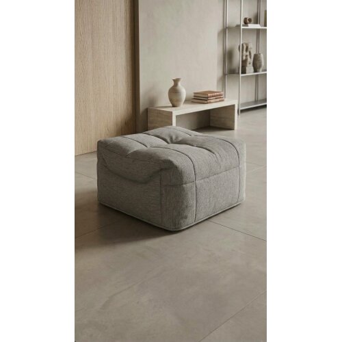 Puff Cama Plegable Tapizado Tela Gris Beige