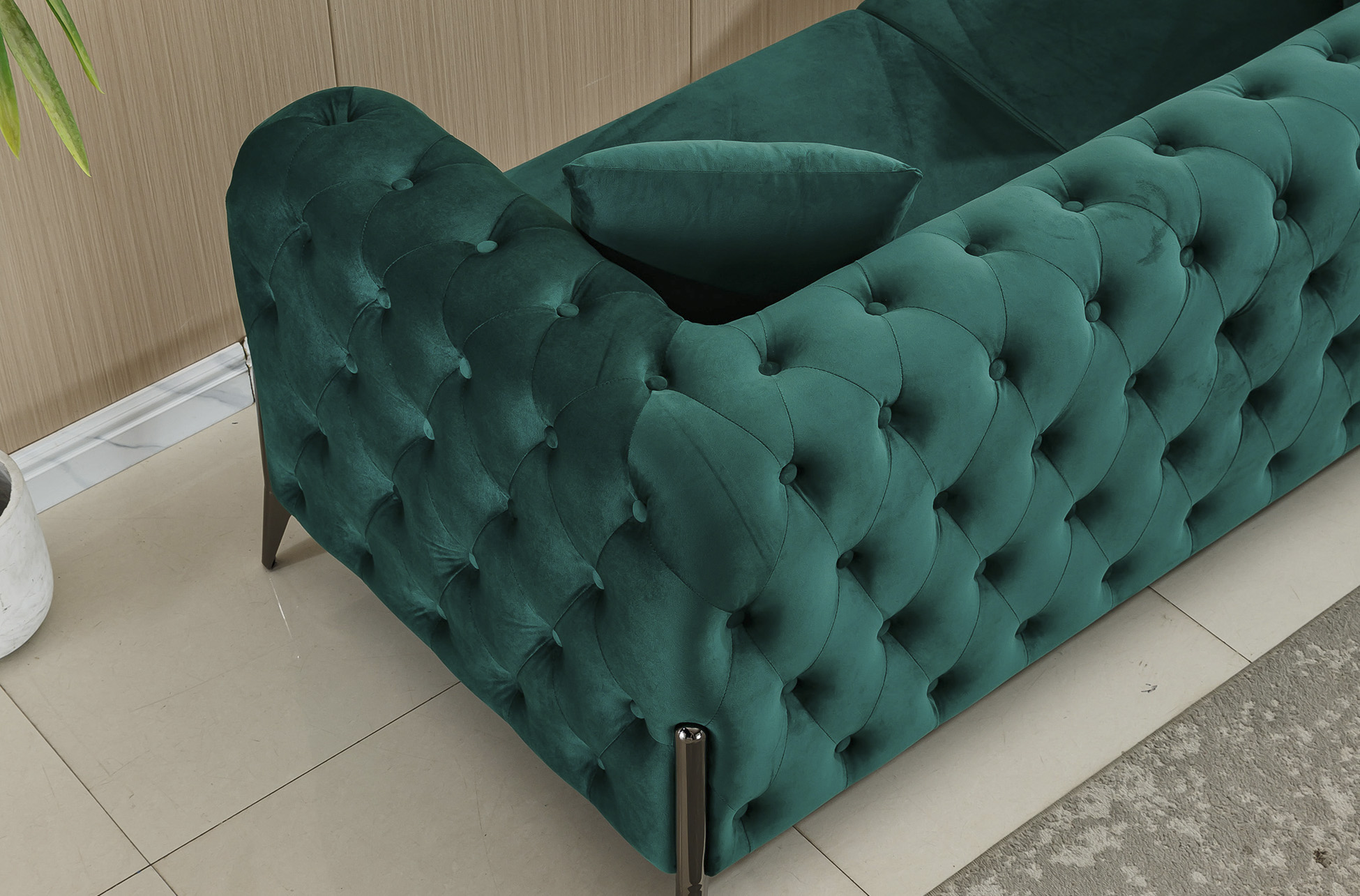 SOFA CHESTER CINDY 3 PLAZAS VELVET VERDE. - Imagen 4