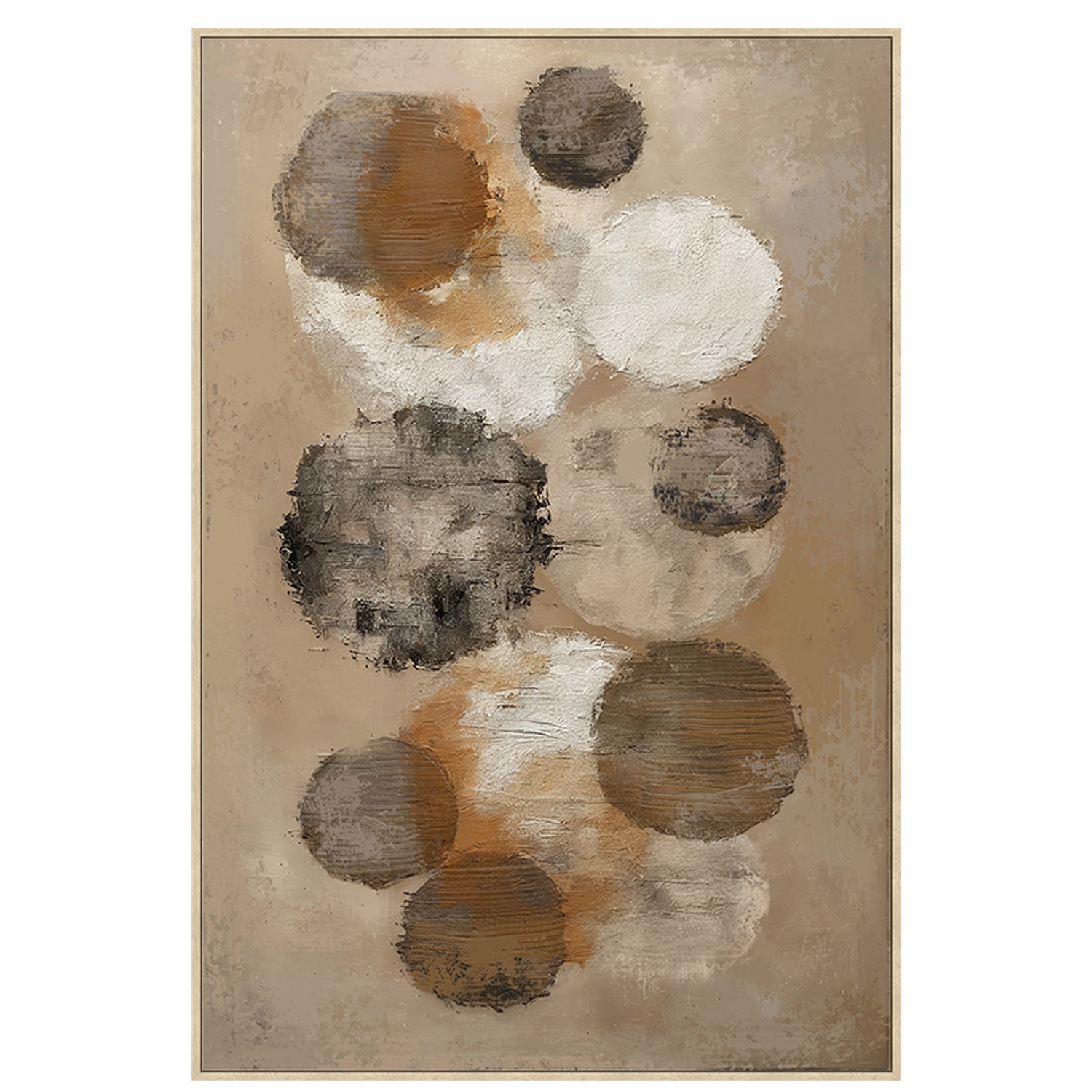 CUADRO LIENZO MARCO MADERA NATURAL 80X120 CM. ABSTRACTO