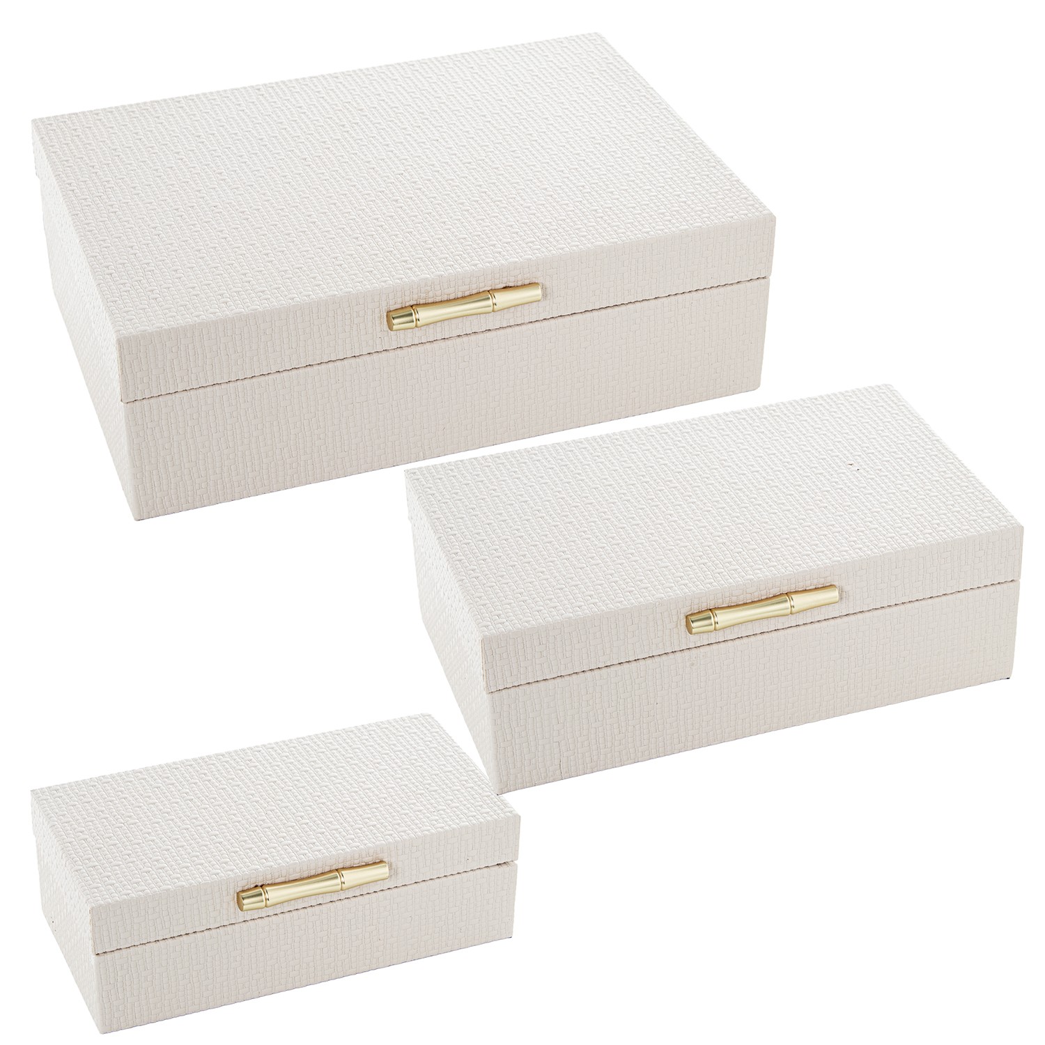 SET 3 JOYEROS PU BLANCO HUESO BEIGE Y NEGRO MADERA DM