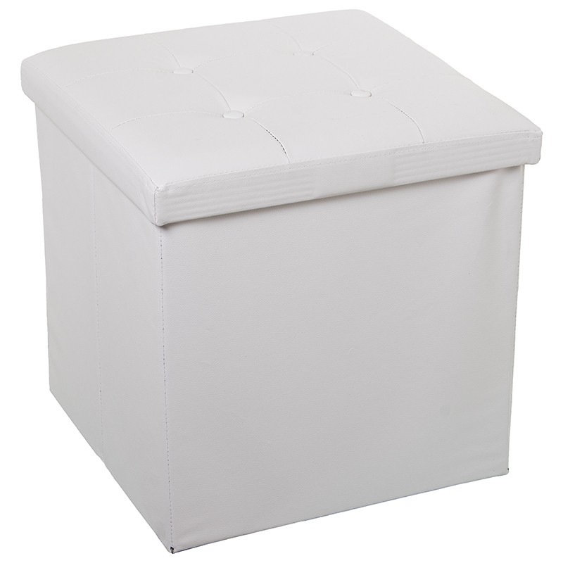 PUF PLEGABLE POLIPIEL BLANCO ACURO ALMACENAJE