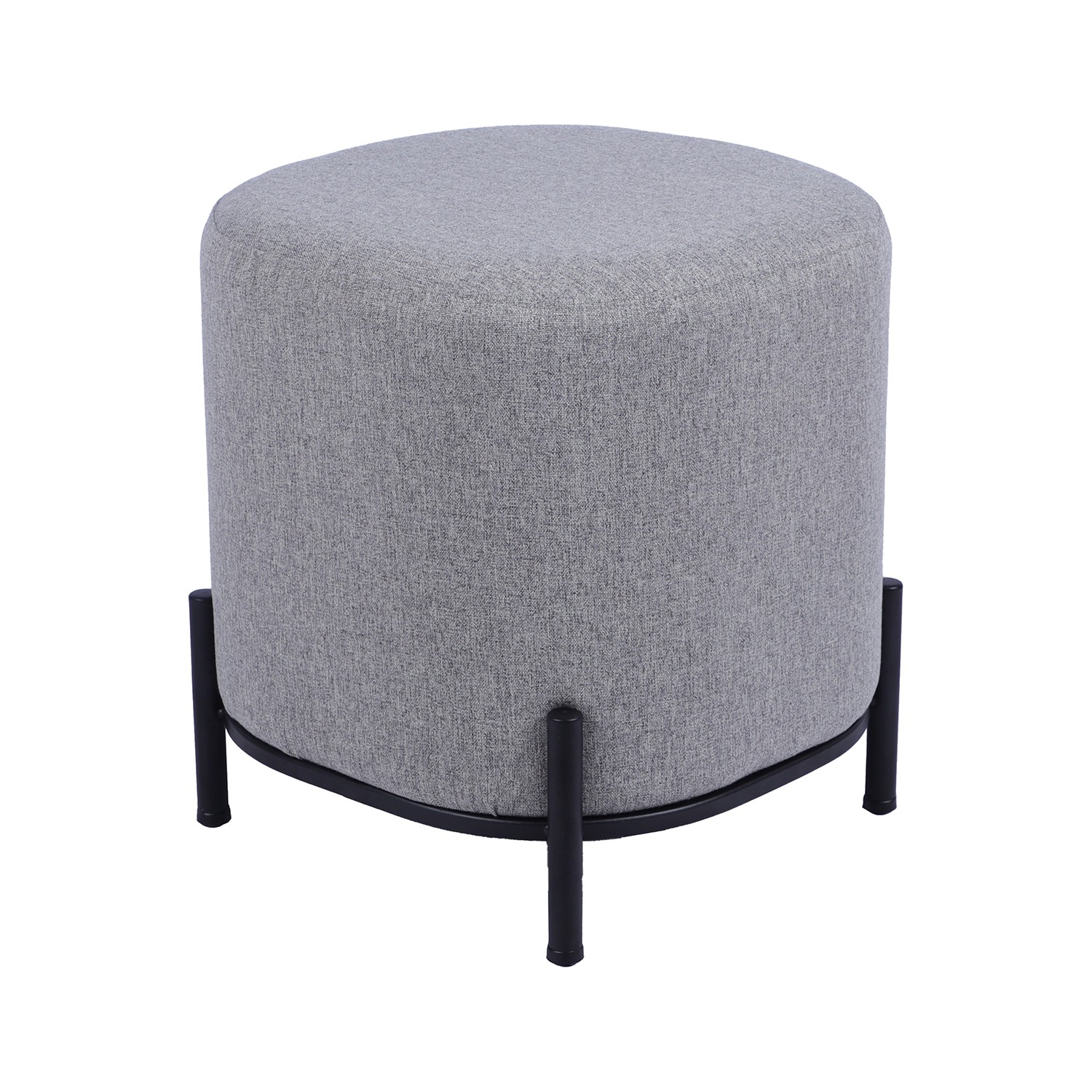 PUF TAPIZADO GRIS OSCURO C/PATMETAL NEGRO