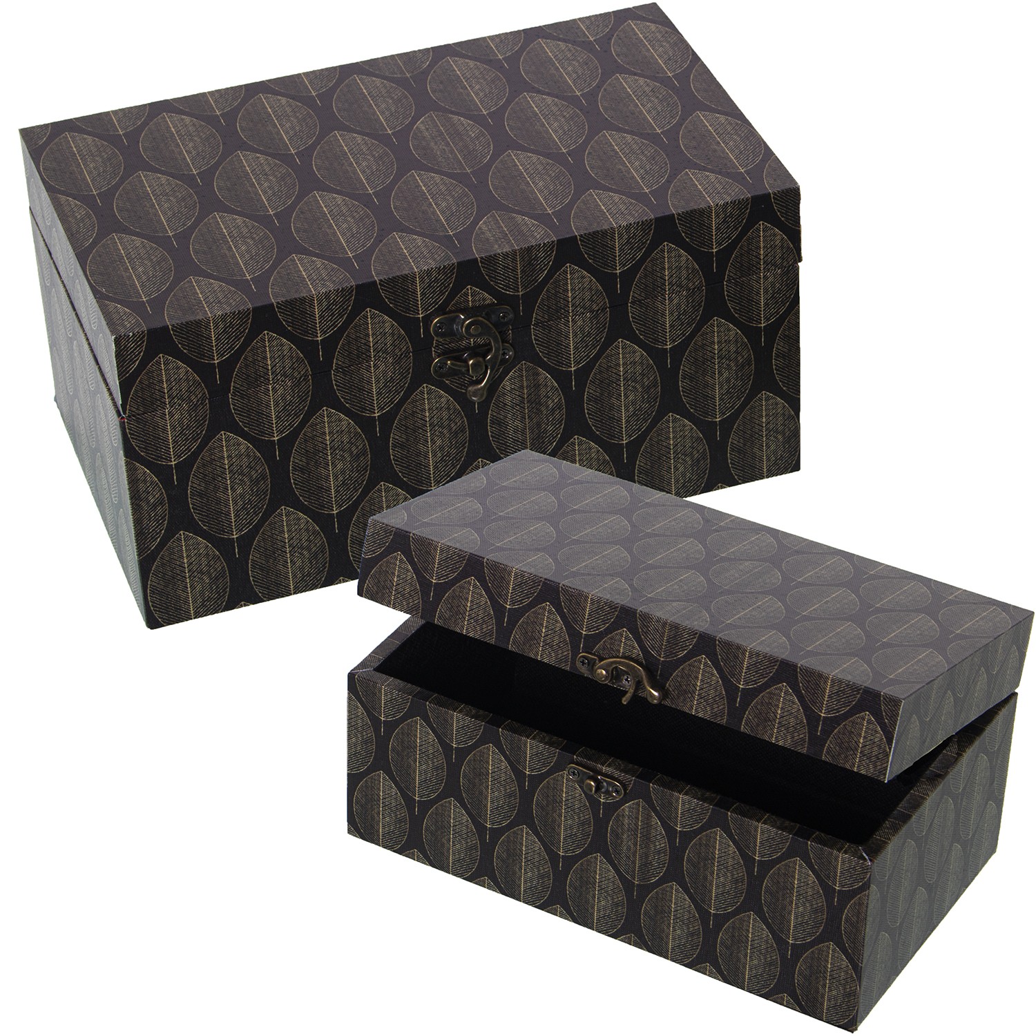 SET 2 CAJAS DECORADAS MADERA DADERA DM/LONA POLIÉSTER