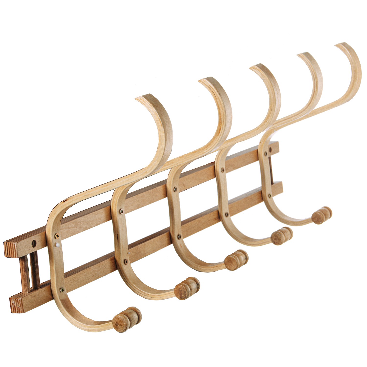 PERCHERO PARED MADERA 5 GANCHOS NATURAL