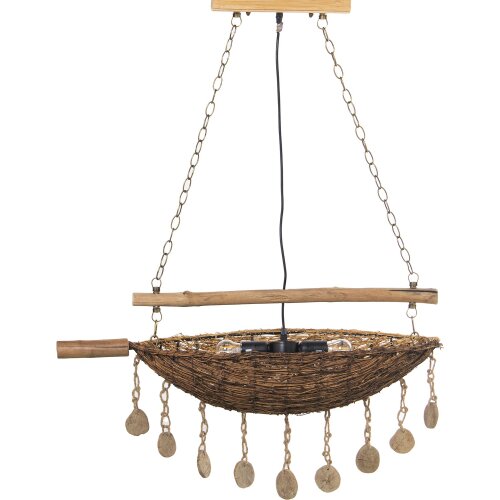 LÁMPARA TECHO BAMBÚ/MADERA NAT/PIE DORADO 1XE14 MAX40 NO INC