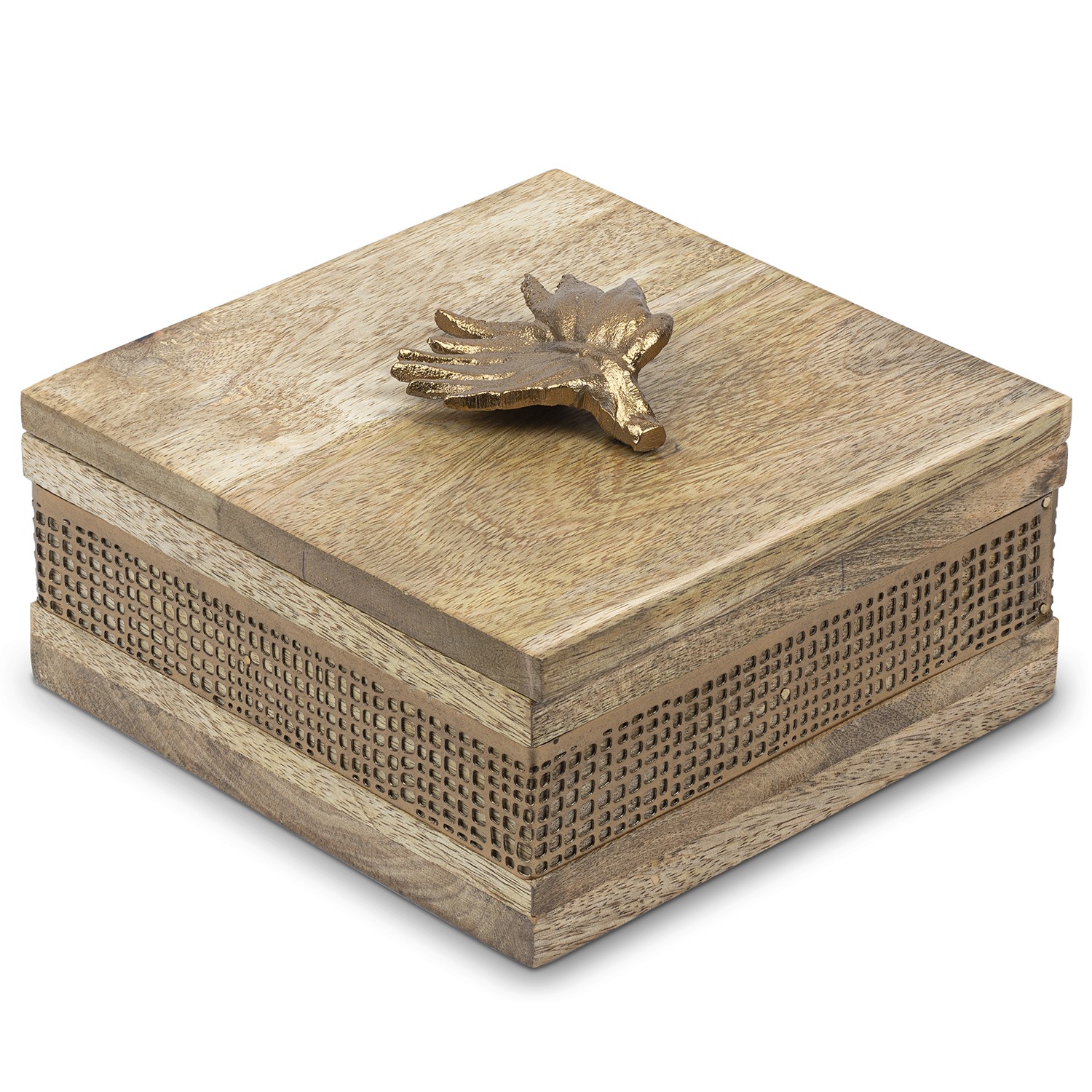 CAJA MADERA/METAL DORADO