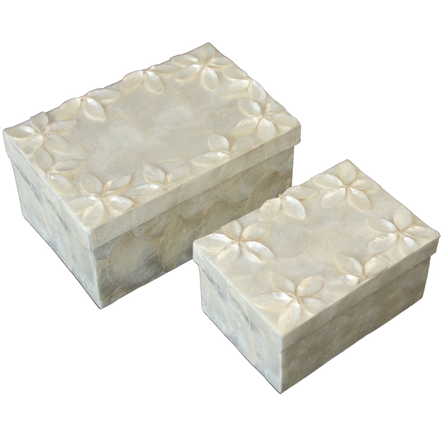 SET 2 CAJAS RECT. NÁCAR FLORESY 16X11X8 CM