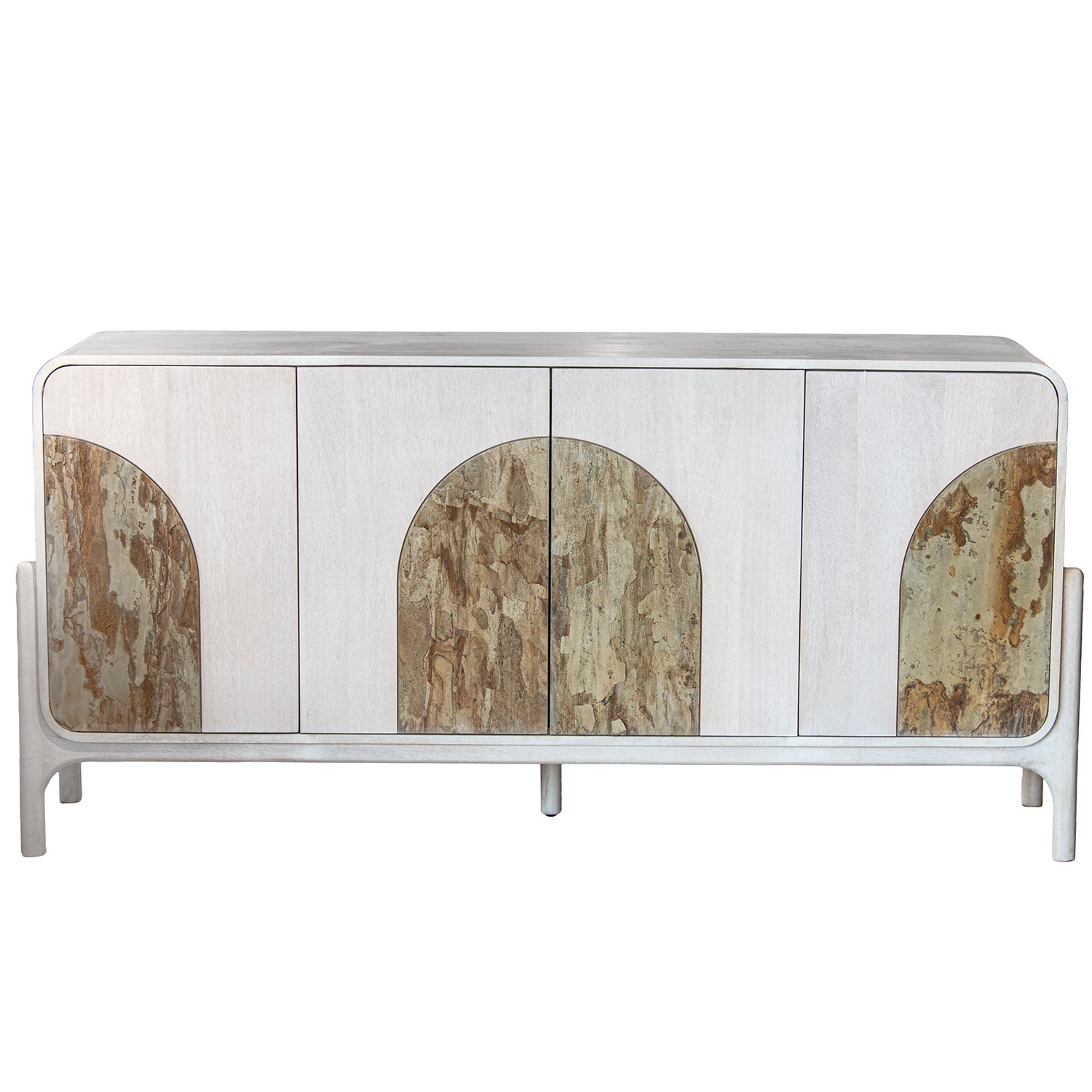 APARADOR MADERA MANGO C/PIEDRAA C/4 PUERTAS