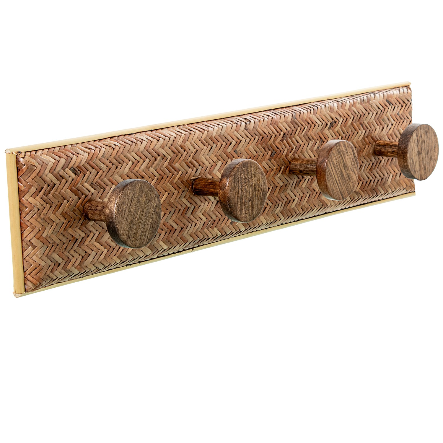 PERCHERO PARED MADERA DM+MIMBRE C/2 GANCHOS MADERA MANGO