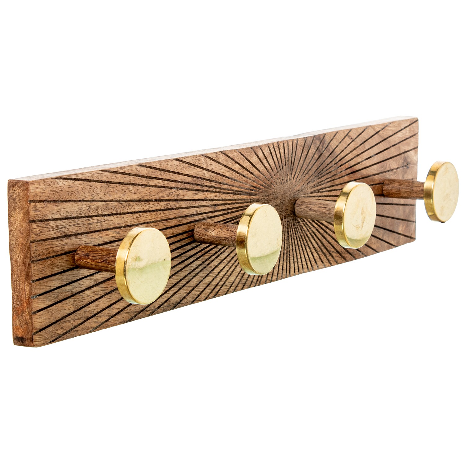 PERCHERO PARED MADERA MANGO C/2 GANCHOS LATÓN/MADERA MANGO