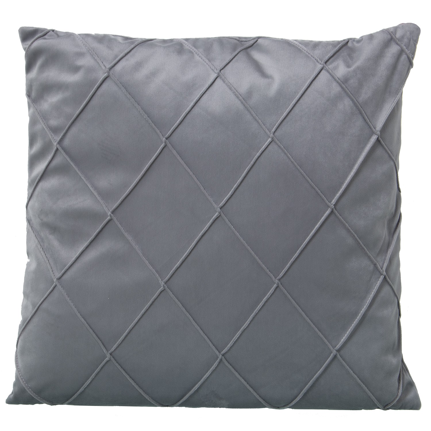 COJÍN TERCIOPELO GRIS C/CREMALLA CREMA POLIÉSTER