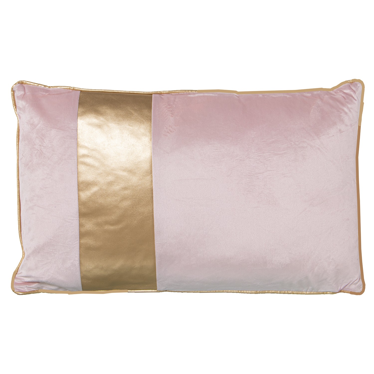 COJÍN 50X30 TERCIOPELO ROSA FRANJA DORADA C/CREMALLERA